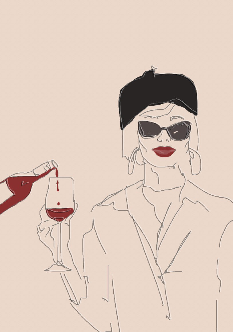 Greetings Card - Red Wine Lady